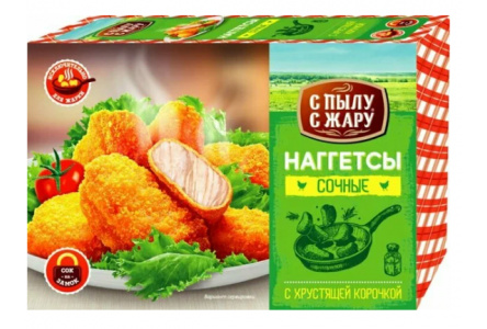 Наггетсы С ПЫЛУ С ЖАРУ 250гр Сочные куриные с сыром 1/12шт