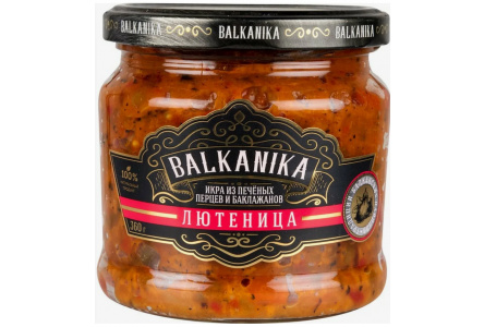 Лютеница BALKANIKA 360гр Икра из печеных перцев и баклажанов 1/6шт