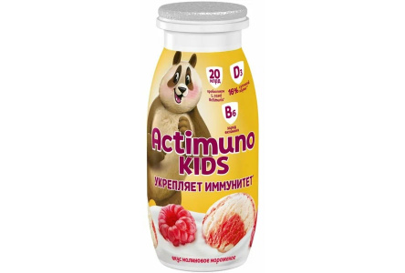 Продукт кисломолочный ACTIMUNO Kids 95гр 1,5% со вкусом Малинового мороженого 1/24шт Продукт без зам