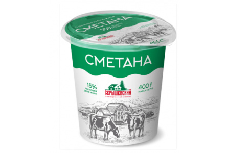 Сметана Серышевский 400гр 15% 1/12шт Продукт без заменителя молочного жира