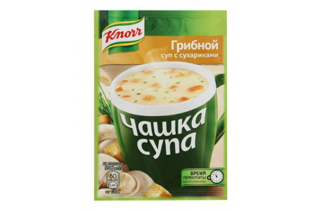 Суп БП KNORR Чашка Супа 15,5гр Грибной с сухариками 1/30шт