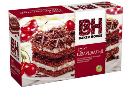 Торт бисквитный BAKER HOUSE 350гр Шварцвальд вишневый 1/8шт