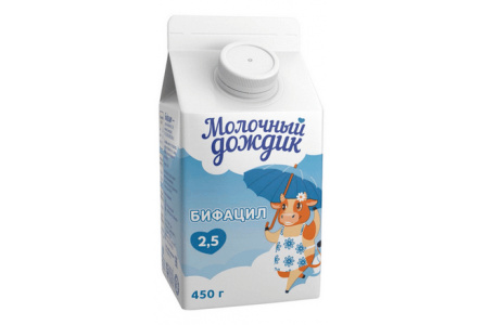 Бифацил Б МОЛОЧНЫЙ ДОЖДИК 450гр 2,5% Сладкий 1/5шт полиэтилен Продукт без заменителя молочного жира