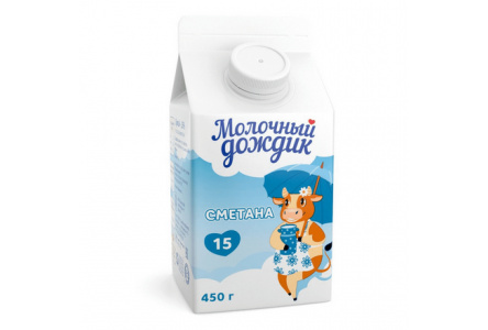 Сметана МОЛОЧНЫЙ ДОЖДИК 450гр 15% 1/5шт полиэтилен Продукт без заменителя молочного жира
