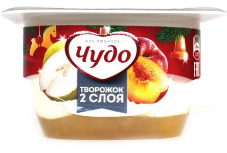 Десерт творожный ЧУДО 100гр 4,2% Персик/груша 1/12шт Продукт без заменителя молочного жира