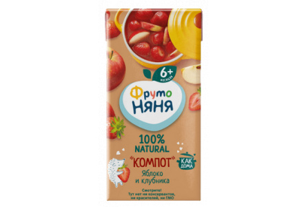 ДП Компот ФРУТОНЯНЯ 200гр Яблоко/клубника неосветленный 1/18шт