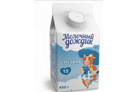 Сметана МОЛОЧНЫЙ ДОЖДИК 450гр 15% 1/5шт т/п Продукт без заменителя молочного жира