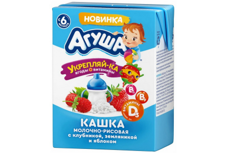 ДП Каша АГУША Укрепляйка 200мл 2,7% Молочно/рисовая Яблоко/Земляника/Клубника с 6мес т/п 1/10шт