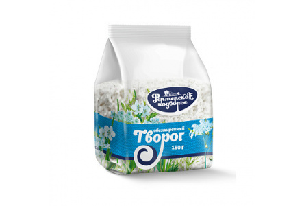 Творог ФЕРМЕРСКОЕ ПОДВОРЬЕ 180гр Обезжиренный 1/1шт Продукт без заменителя молочного жира