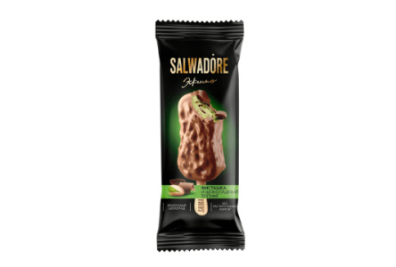Мороженое SALWADORE 80гр 10% Фисташка/шоколадный топинг/молочный шоколад 1/26шт Э20.1