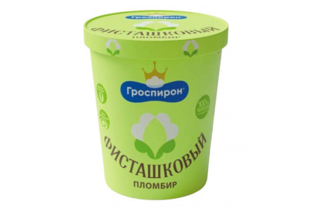Мороженое ФИСТАШКОВЫЙ ПЛОМБИР 410гр Ведро 1/6шт Гроспирон 34/02