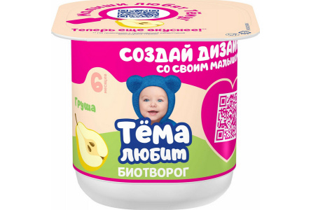 Биотворог ТЕМА 95гр 4,2% Груша 1/6шт Продукт без заменителя молочного жира