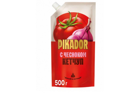 Кетчуп PIKADOR 500гр Чесночный  дой-пак 1/16шт