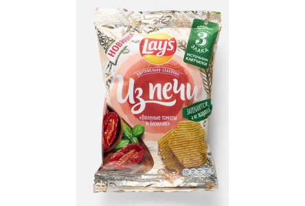 Чипсы LAYS 81гр Из печи вяленые томаты и базилик 1/14шт