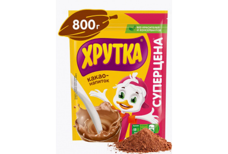 Какао быстрорастворимое ХРУТКА 800гр м/уп 1/6шт