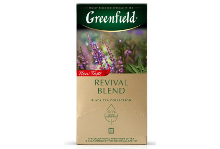 Чай черный в пакетиках GREENFIELD 25*1,7гр Revival Blend байховый 1/10шт