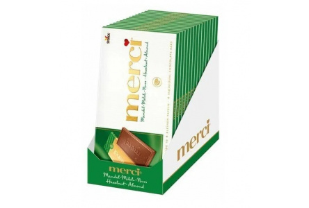Шоколад молочный MERCI 100гр Лесной орех/Миндаль 1/15шт