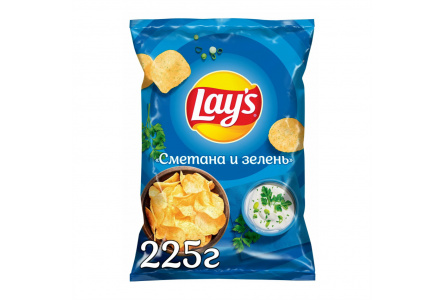 Чипсы LAYS 225гр Сметана/Зелень 1/14шт