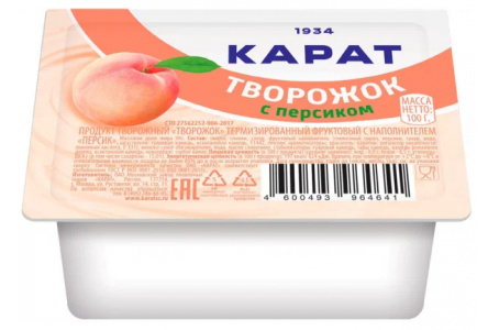 Продукт творожный КАРАТ 100гр 9% Персик 1/16шт