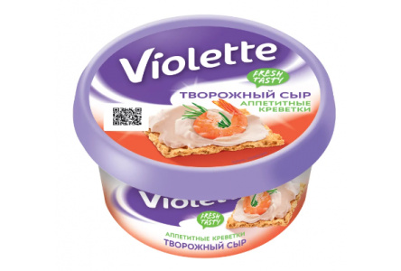 Сыр творожный VIOLETTE 140гр Аппетитные креветки 1/8шт