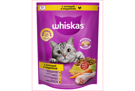 Корм д/кошек WHISKAS 800гр под/паш куриц/индейк 1/8 №10150200