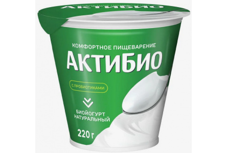 Биойогурт АКТИБИО 220гр 3,5% Натуральный 1/6шт Продукт без заменителя молочного жира