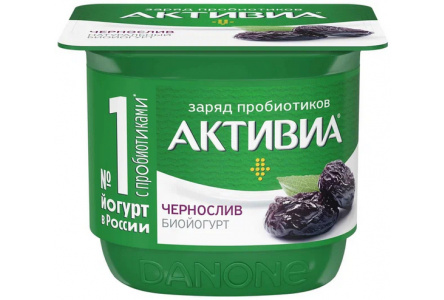 Биойогурт АКТИБИО 130гр 2,9% Чернослив 1/12шт Продукт без заменителя молочного жира