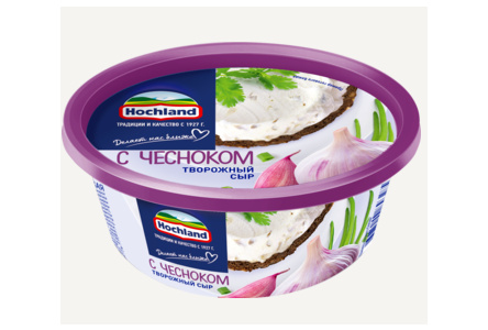 Сыр творожный HOCHLAND 140гр с Чесноком 1/6шт