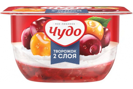 Десерт творожный ЧУДО 100гр 4% Вишня/черешня 1/12шт Продукт без заменителя молочного жира