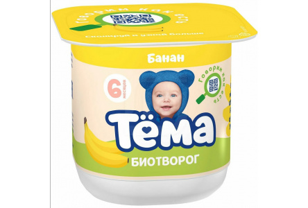 Биотворог ТЕМА 95гр 4,2% Банан 1/6шт Продукт без заменителя молочного жира