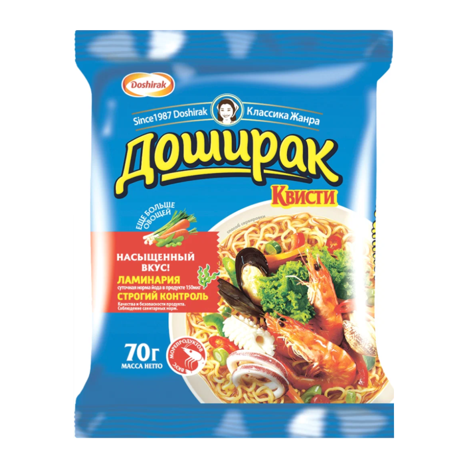 Лапша ДОШИРАК Квисти 70гр Морепродукты 1/48шт