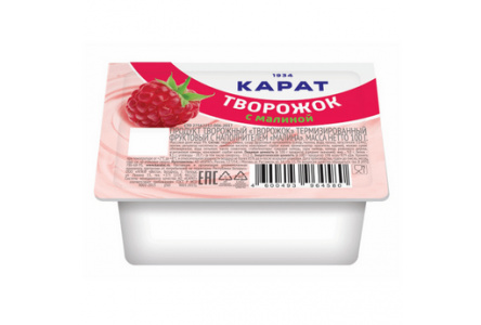 Продукт творожный КАРАТ 100гр 9% Малина 1/16шт