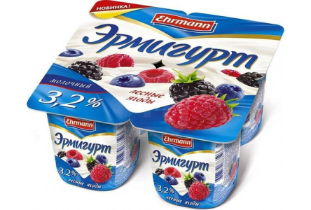 Продукт йогуртный ЭРМИГУРТ 100гр 3,2% Лесные ягоды 1/24шт Продукт без заменителя молочного жира