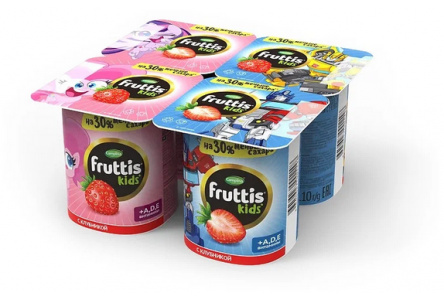 Продукт йогуртный FRUTTIS Kids 110гр 2,5% Клубника 1/24шт Продукт без заменителя молочного жира