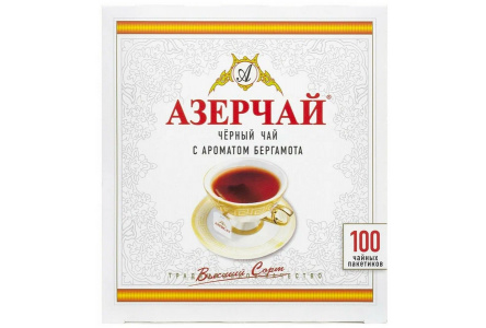 Чай черный в пакетиках АЗЕРЧАЙ 100*1,8гр Байховый Бергамот 1/6шт