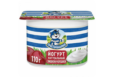 Йогурт ПРОСТОКВАШИНО 110гр 2,9% Вишня/черешня 1/12шт Продукт без заменителя молочного жира