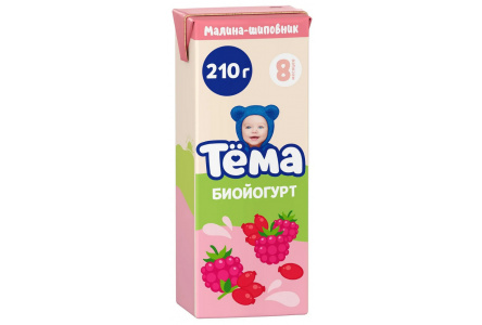 Биойогурт питьевой ТЕМА 210гр 2,8% Шиповник/малина 1/6шт Продукт без заменителя молочного жира