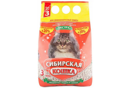 Наполнитель СИБИРСКАЯ КОШКА Экстра 3л д/длиношерстных 1/4шт