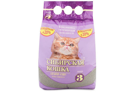 Наполнитель СИБИРСКАЯ КОШКА Супер 3л комкующийся д/котят 1/4шт