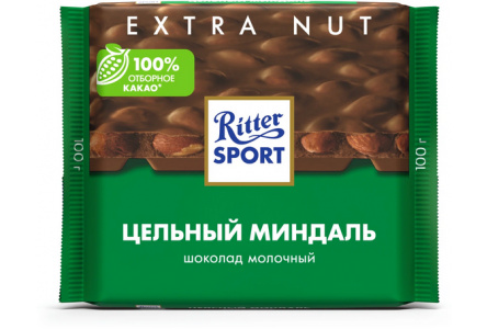 Шоколад RITTER SPORT 100гр Цельный миндаль 1/11шт