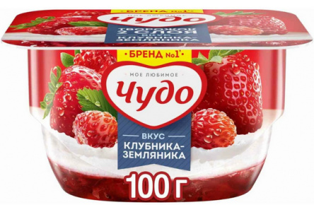 Десерт творожный ЧУДО 100гр 4% Клубника/земляника 1/12шт Продукт без заменителя молочного жира