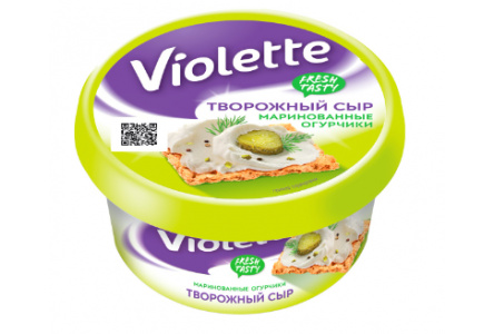 Сыр творожный VIOLETTE 140гр с огурцами и зеленью 1/8шт