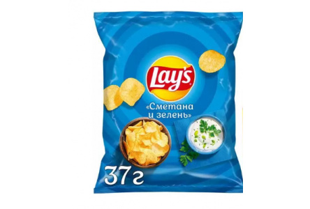 Чипсы LAYS 37гр Сметана зелень 1/36шт