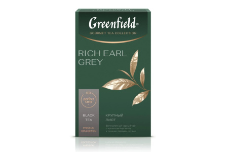 Чай черный GREENFIELD 100гр Рич Эрл Грей листовой 1/12шт