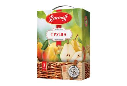 Напиток сокосодержащий BARINOFF 3л Грушевый б/б 1/4шт