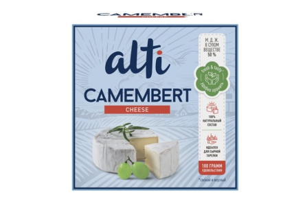 Сыр ALTI Камамбер 100гр 50% с белой плесенью пастеризованный 1/7шт