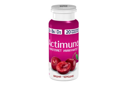 Продукт кисломолочный ACTIMUNO 95гр 1,5% Вишня/черешня цинк 1/24шт Продукт без заменителя молочного