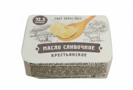Масло АК сливочное Крестьянское 180гр 72,5% Ложка 1/12шт