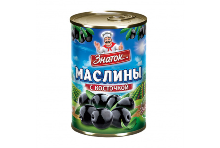 Маслины ЗНАТОК 280гр с косточкой ж/б 1/12шт