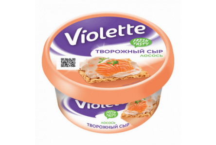 Сыр творожный VIOLETTE 140гр 70% С лососем 1/8шт